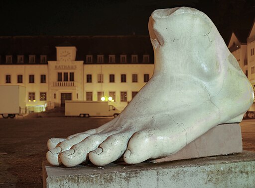 Kopie des linken Fußes der Kolossalstatue  Konstantins des Großen vor dem Konzer Rathaus