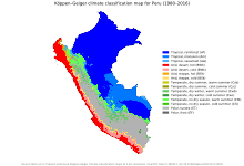 Map of Koppen climate classification zones in Peru Koppen-Geiger Map PER present.svg
