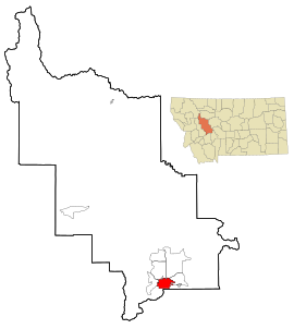 Lewis and Clark County Montana Incorporated and Unincorporated areas Helena Highlighted.svg