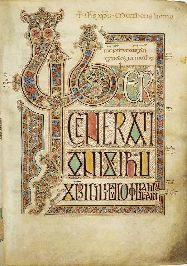 Incipit page from the Gospel of Matthew (Lindisfarne Gospels).