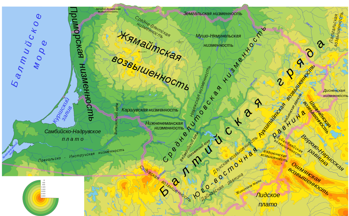 Топографическая карта Литвы