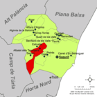 Расположение муниципалитета Альбалат-делс-Тарончерс на карте провинции