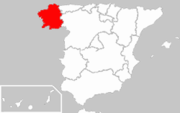 Peta Spanyol nuduhaké lokasi Galicia