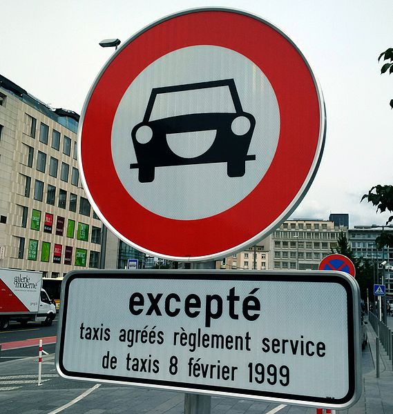 File:Luxembourg road sign C,3a (except taxis).jpg