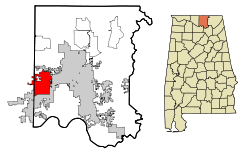 Location in Madison County and the state of الاباما
