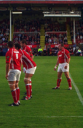Scarlets players during a league match against Glasgow Warriors in 2006