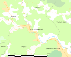 Mapa obce Pont-de-Labeaume