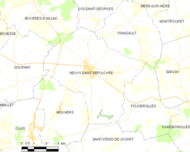 Mapa obce Neuvy-Saint-Sépulchre
