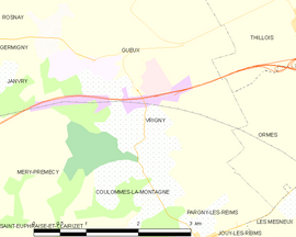 Mapa obce Vrigny
