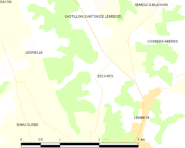 Mapa obce Escurès