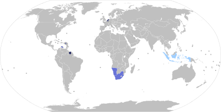 Mapa de los países con idioma neerlandés.