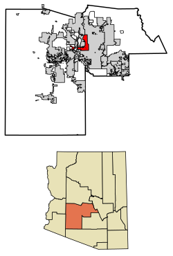 Location of Glendale in Maricopa County, Arizona