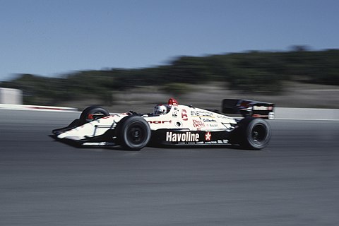 Andretti driving at Laguna Seca Raceway in 1991