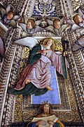 détail de la fresque de Melozzo da Forli avec saint Marc et le roi David (1477 env.).