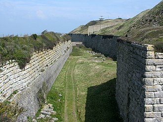 The moat Moat surrounding the Verne Citadel, Portland - geograph.org.uk - 771243.jpg