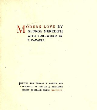 <i>Modern Love</i> (poetry collection) 1862 poetry collection by George Meredith