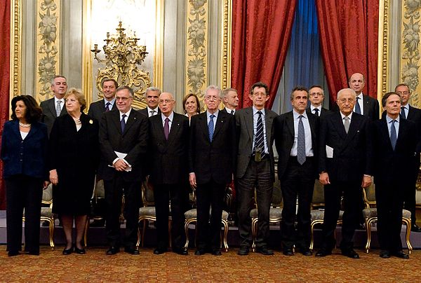 Monti's government during the oath.