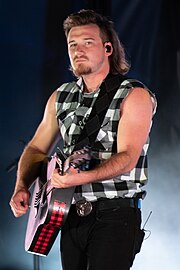 Morgan Wallen (pictured) earned his first number-one single with "Last Night". It spent six weeks atop the chart. Morgan Wallen performing at Freedom Fest 2019.jpg