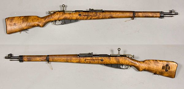 Stock with semi-pistol grip on a Finnish M39 Mosin–Nagant rifle.