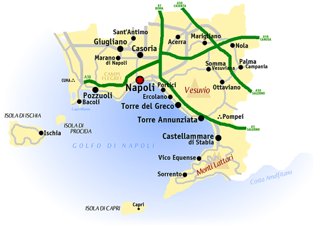 Map of motorways in the area (in green)