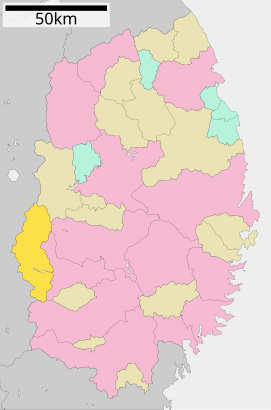 Lokasi Nishiwaga di Prefektur Iwate