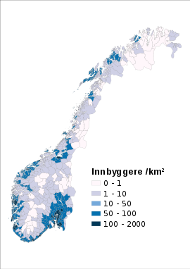 Population density map of municipalities in Norway from 2016 Norway population density per municipality in 2016-no.svg