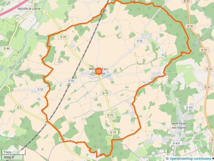 Fargekart som representerer grensene til en kommune.