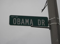 Obama Drive street sign