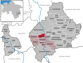 Poziția Ohrum pe harta districtului Wolfenbüttel