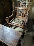 Thumbnail for File:Ornate chair in St John the Baptist Church of England church in Tideswell.jpg