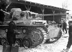Tysk Panzer III stridsvogn klargjøres for innsats