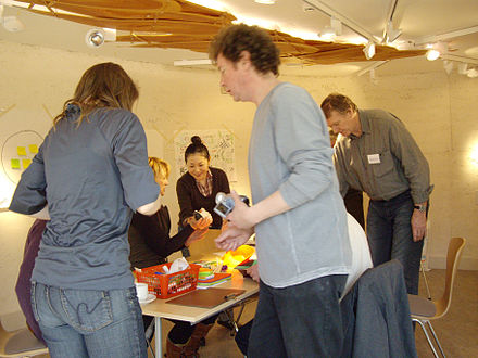 Team members working in a metadesign workshop organized by researchers at Goldsmiths, University of London (2008)