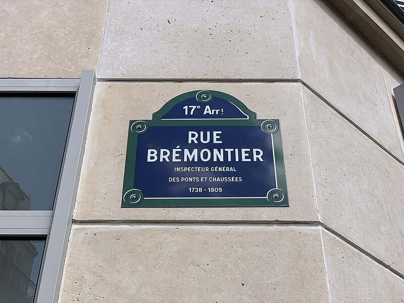 File:Plaque Rue Brémontier - Paris XVII (FR75) - 2021-08-22 - 2.jpg