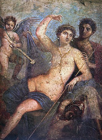Wall painting (mid-1st century CE) from which the House of Venus and Mars at Pompeii takes its name Pompeii - Casa di Marte e Venere - MAN.jpg