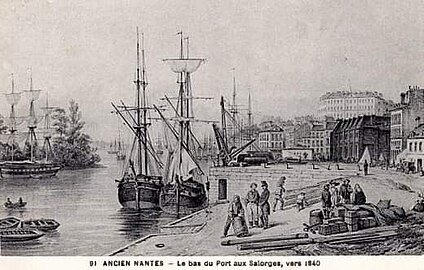 Port de Nantes devant les Salorges en 1840.