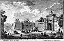 Porta San Pancrazio in the 18th century(etching by Giuseppe Vasi) Porta Pancraziana.jpg