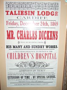 Poster from the episode on display at Doctor Who Exhibition. Poster for Charles Dickens' reading from his books (529563316).jpg