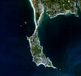 Photographie satellite de la presqu'île de Quiberon