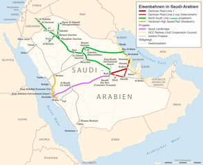 Eisenbahnkarte von Saudi-Arabien