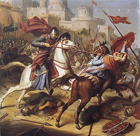 Combat de Robert, duc de Normandie, avec un guerrier sarrasin, château de Versailles.