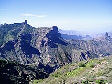 Remains of Roque Nublo stratovolcano, Gran Canaria Roque Nublo, Roque de San Jose y Bentayga.jpg
