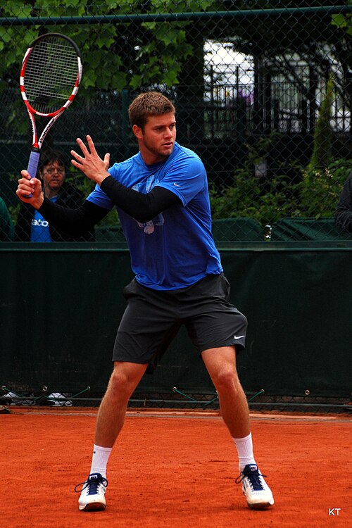 Ryan Harrison practicing at the French Open