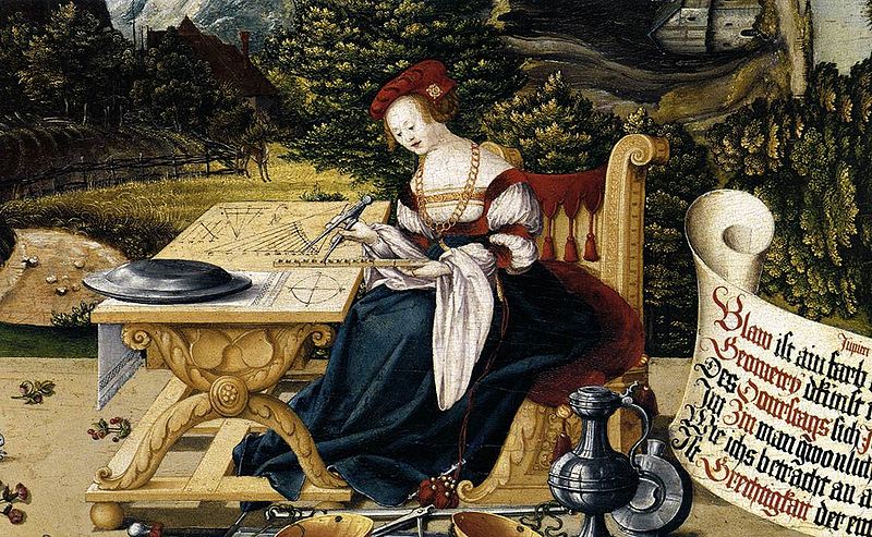 File:Schaffner, Martin - Painted tabletop for Erasmus Stedelin, detail woman at table - 1533.jpg