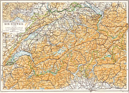 Map of Switzerland, 1913