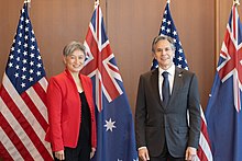 Penny Wong and Antony Blinken at the Quadrilateral Security Dialogue meeting Secretary Blinken Meets with Foreign Minister Wong (52095791921).jpg