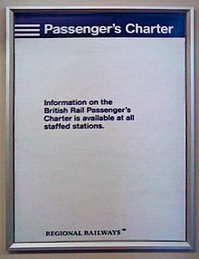 Regional Railways branding on an in-train poster, still displayed by default in 2007 Sign from British Rail days still in a Northern train Redvers.jpg