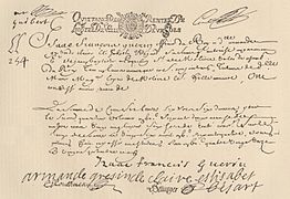 Quittance avec les signatures d'Armande Béjart et d'Isaac-François Guérin, son second mari (20 septembre 1691).