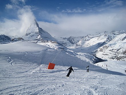 Skiing with the iconic Matterhorn as the backdrop