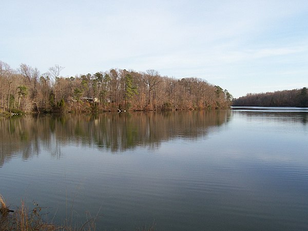 Skiffe's Creek Reservoir of the Newport News Waterworks, located at the historic 1634 border of James City County and the former Warwick County