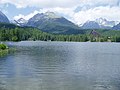 Štrbské pleso-ს ტბა. უკან ტატრების მთები